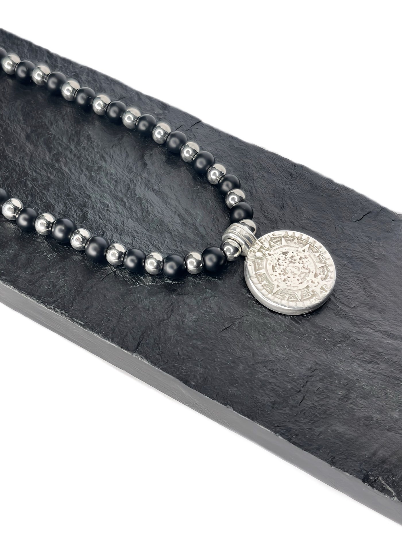 Black Onyx Coin Necklace