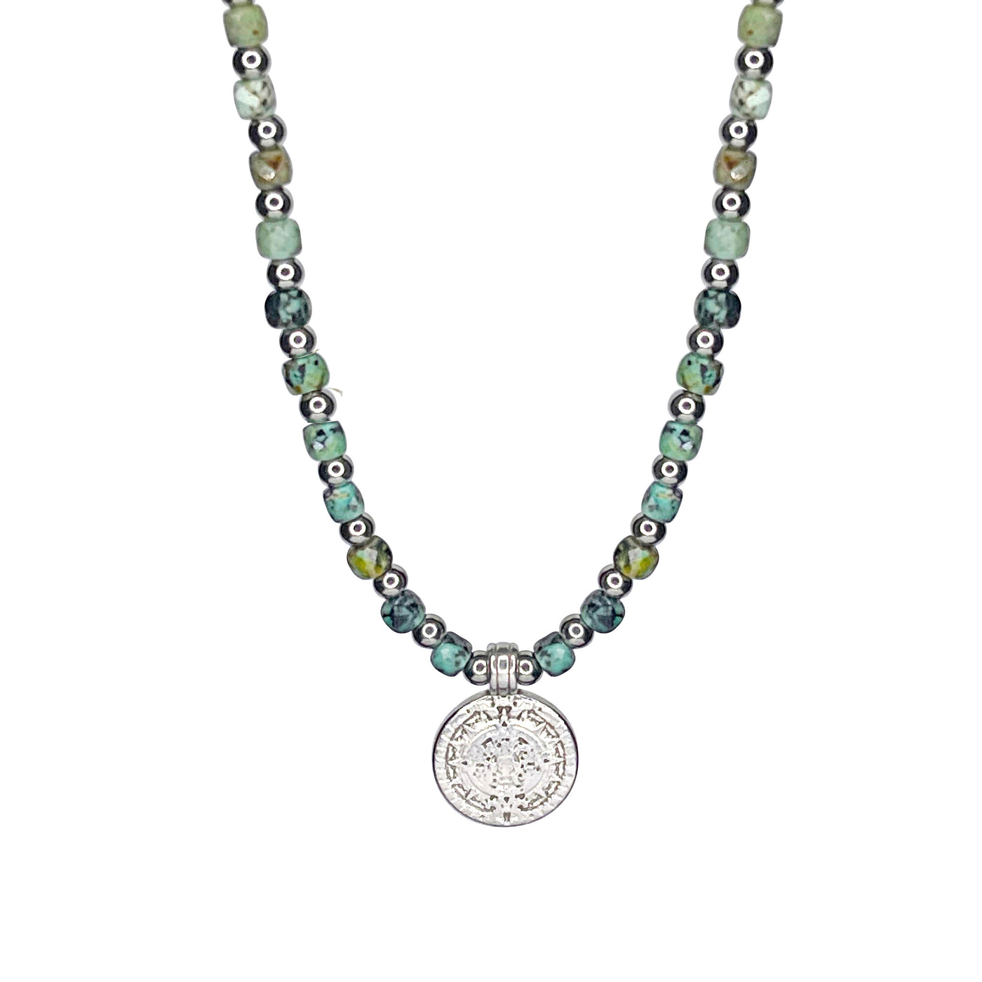 African Turquoise Coin Necklace