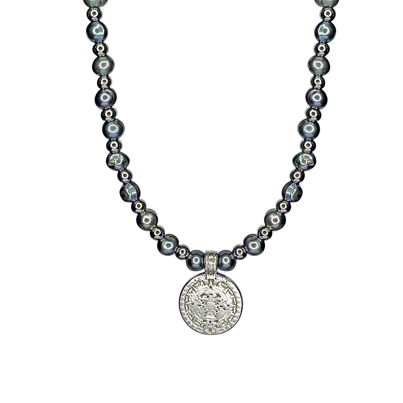 Black Freshwater Pearl Coin Necklace