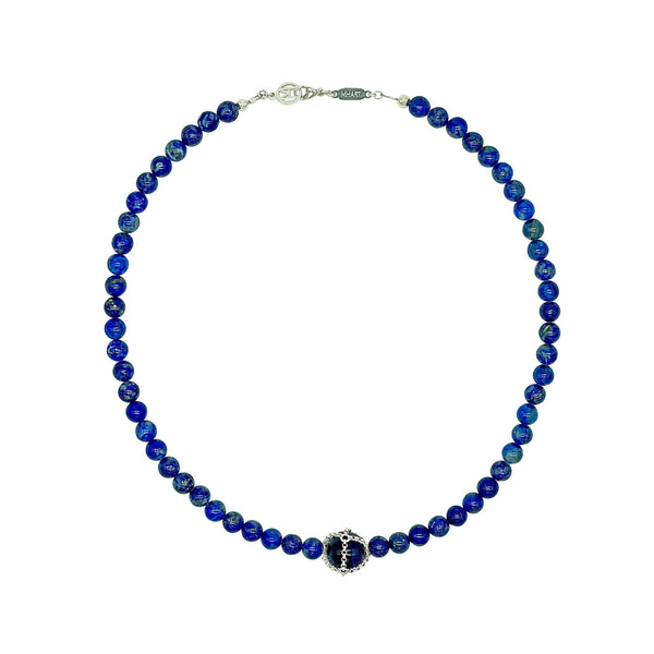Lapis Lazuli + Blue Tigers Eye Sterling Silver Necklace