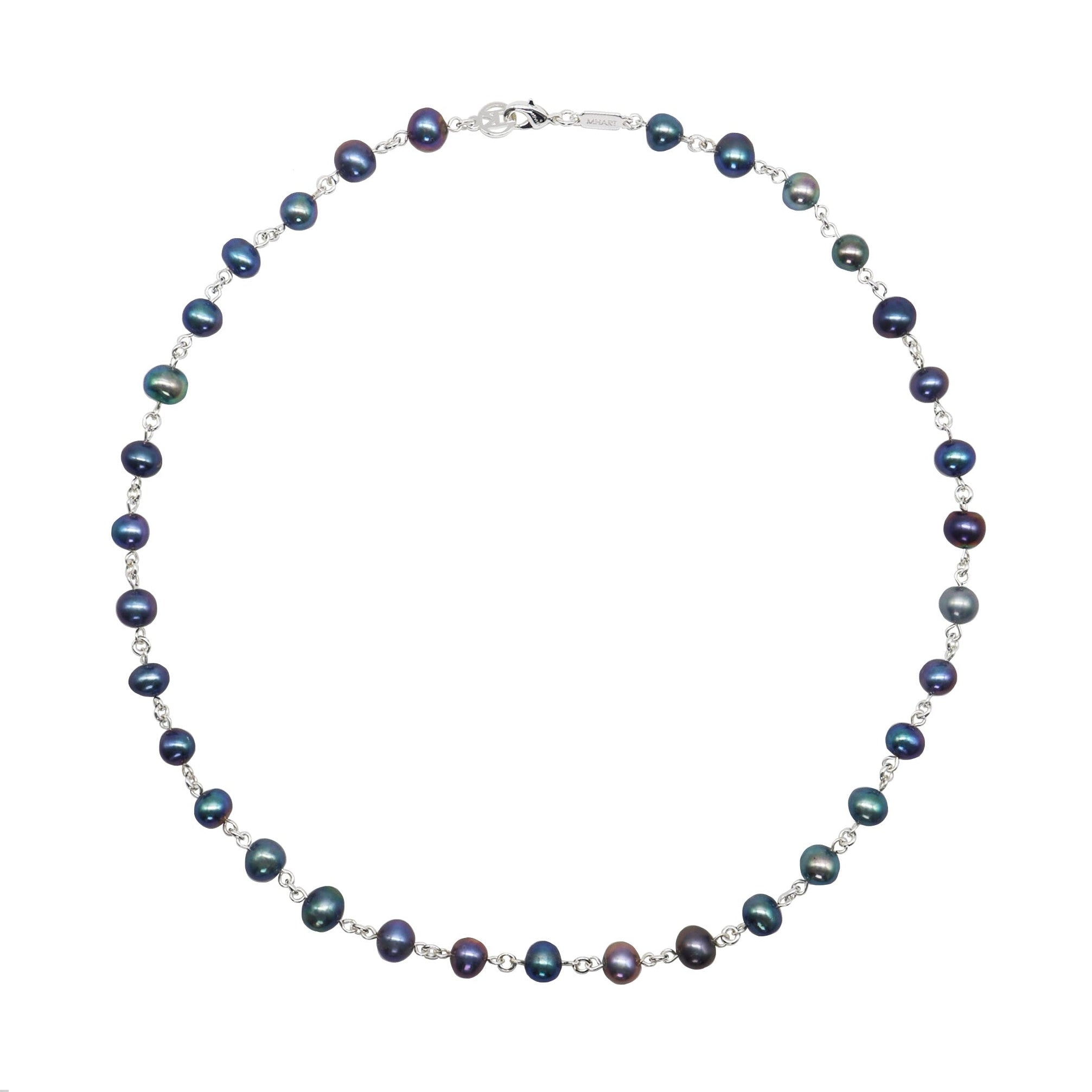 Silver Linked Black Pearl Necklace – MHART
