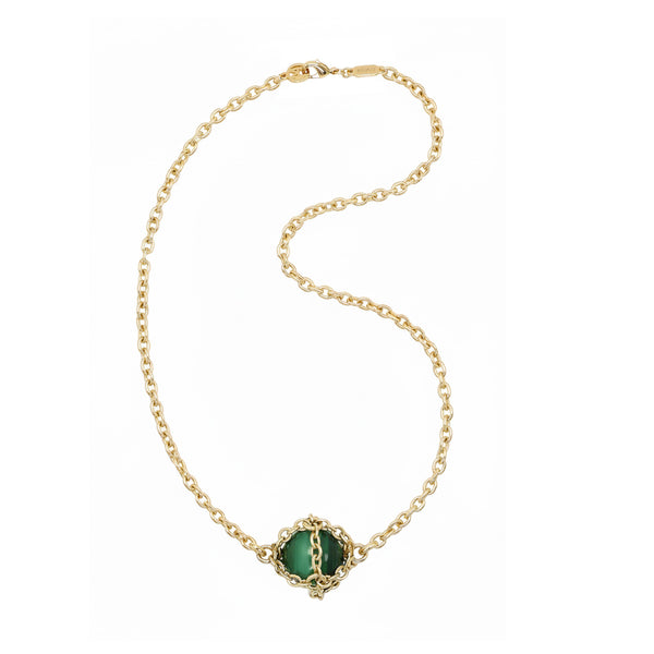 Caged Malachite Pendant Necklace