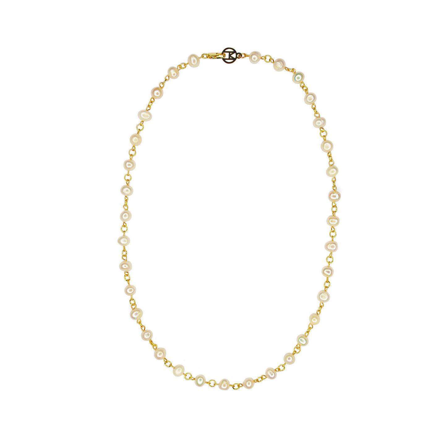 Linked 14k Gold Pearl Necklace