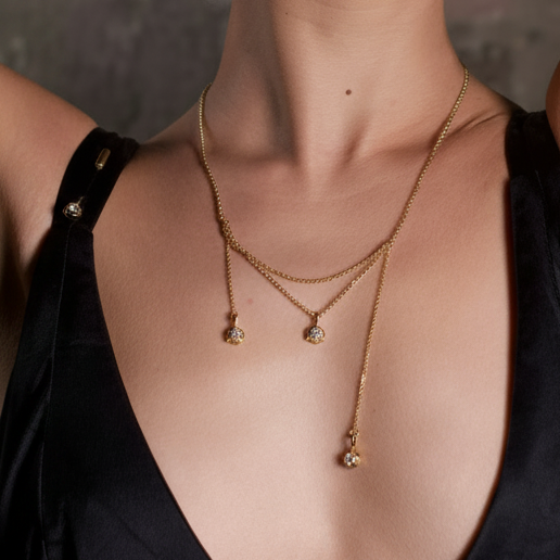 Double Drop Stardust Moissanite Necklace