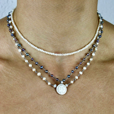 Black Pearl Coin Necklace