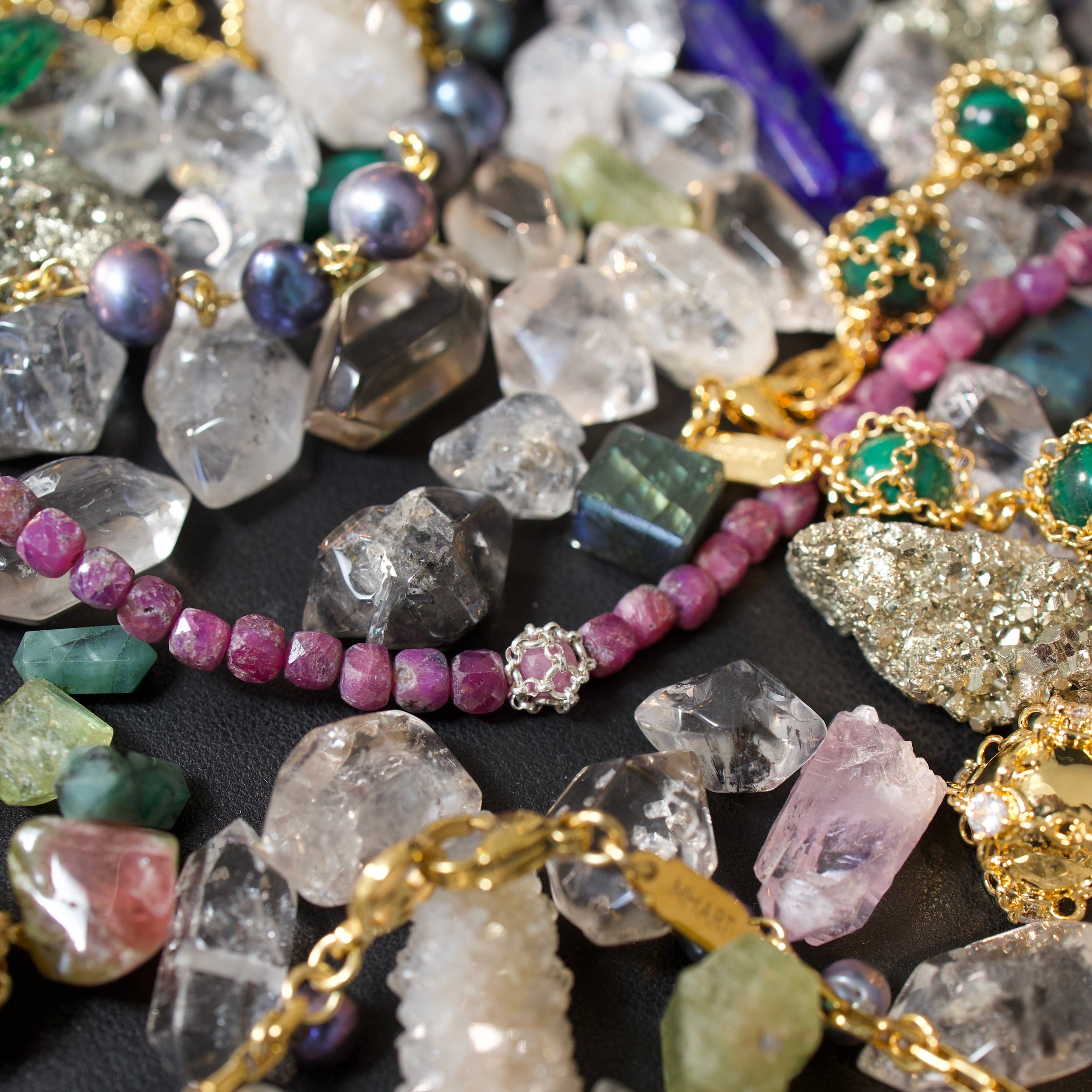 Handcrafted natural gemstone necklace with colorful stones in sterling silver - MHART jewelry