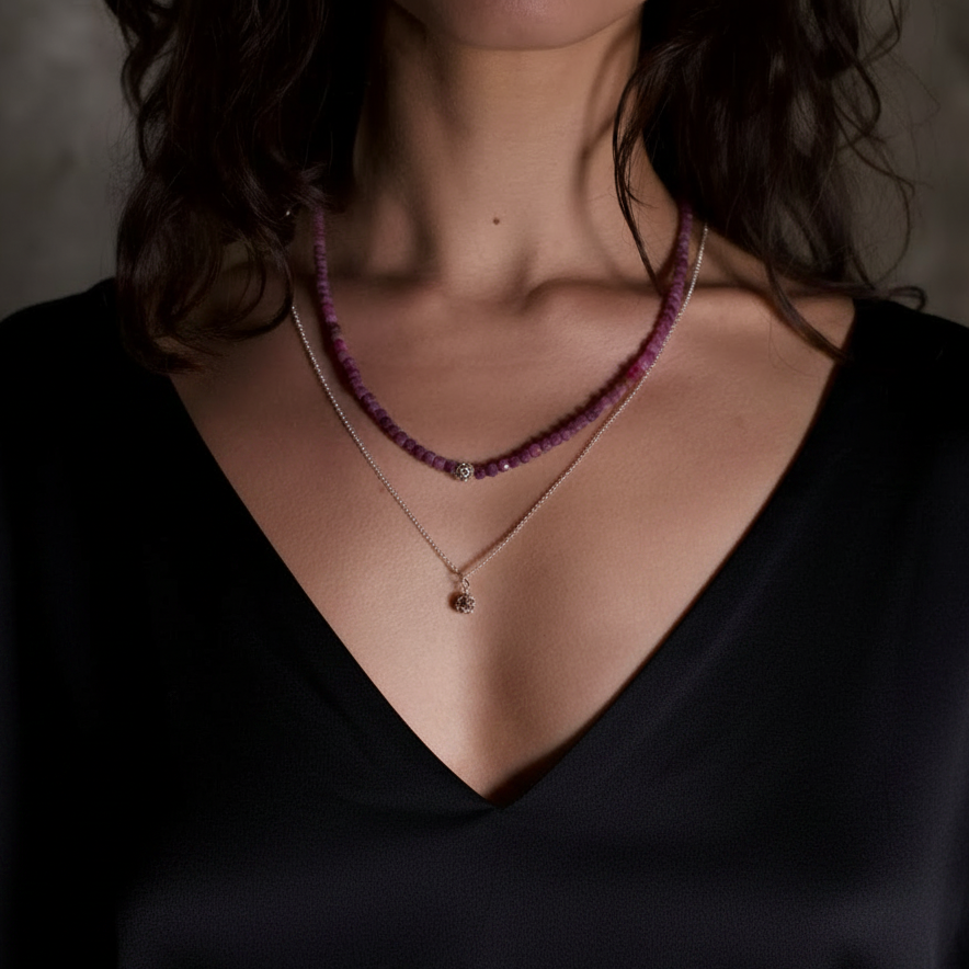 Retouched Ruby Layered Necklace – Neckline Fixed