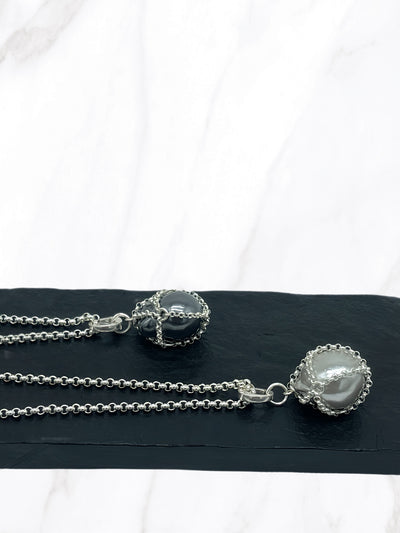 Caged Silver Pearl Pendant