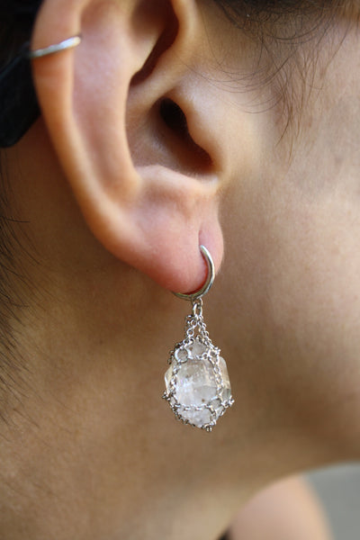 Single Caged Quartz Earring