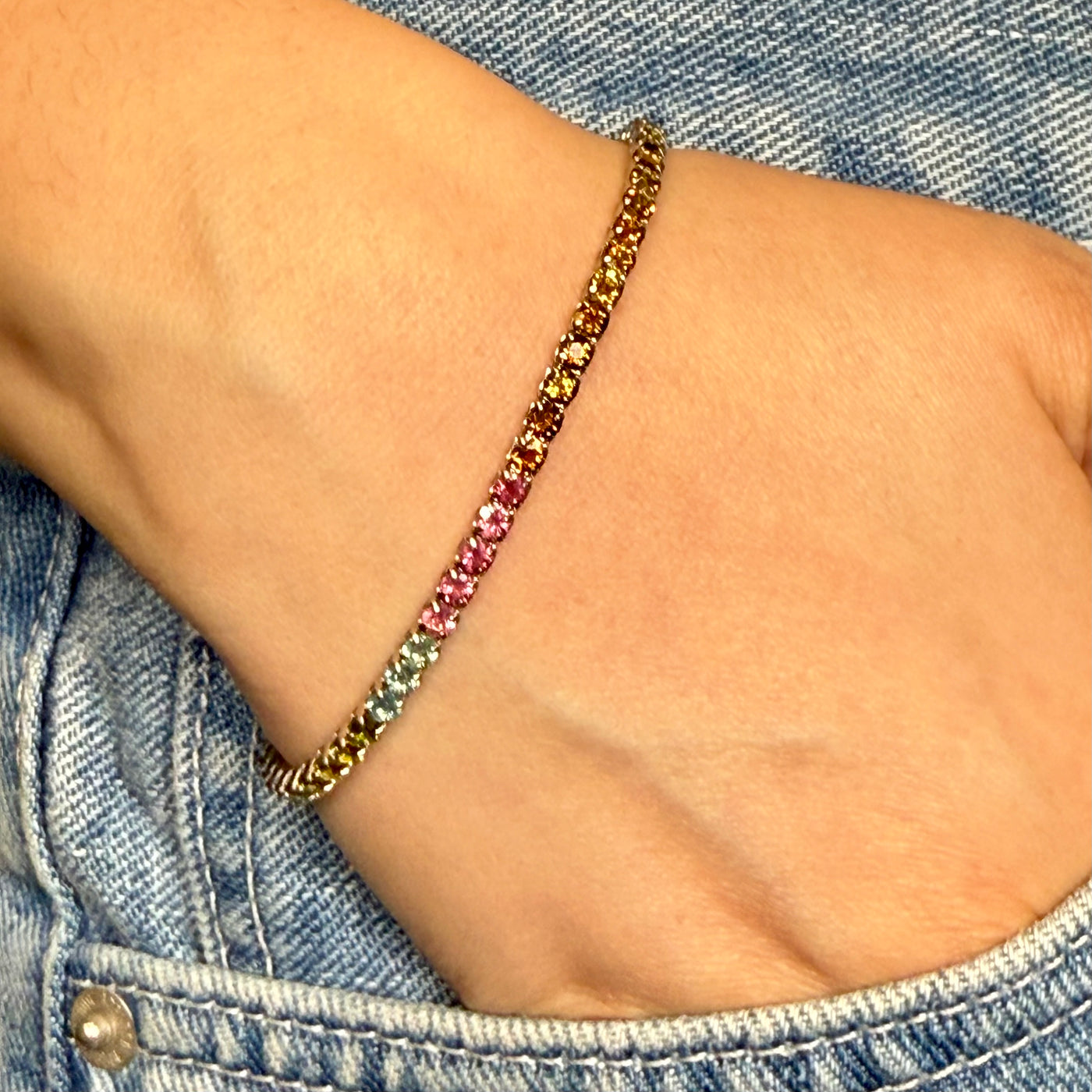 Rainbow Gemstone Tennis Bracelet