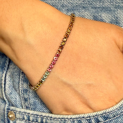 Rainbow Gemstone Tennis Bracelet