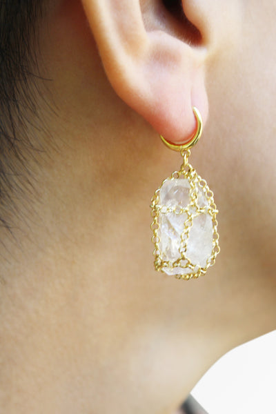 Single Caged Quartz Earring