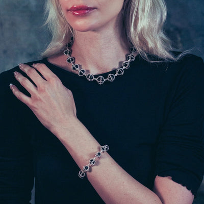 Caged Onyx Silver Necklace