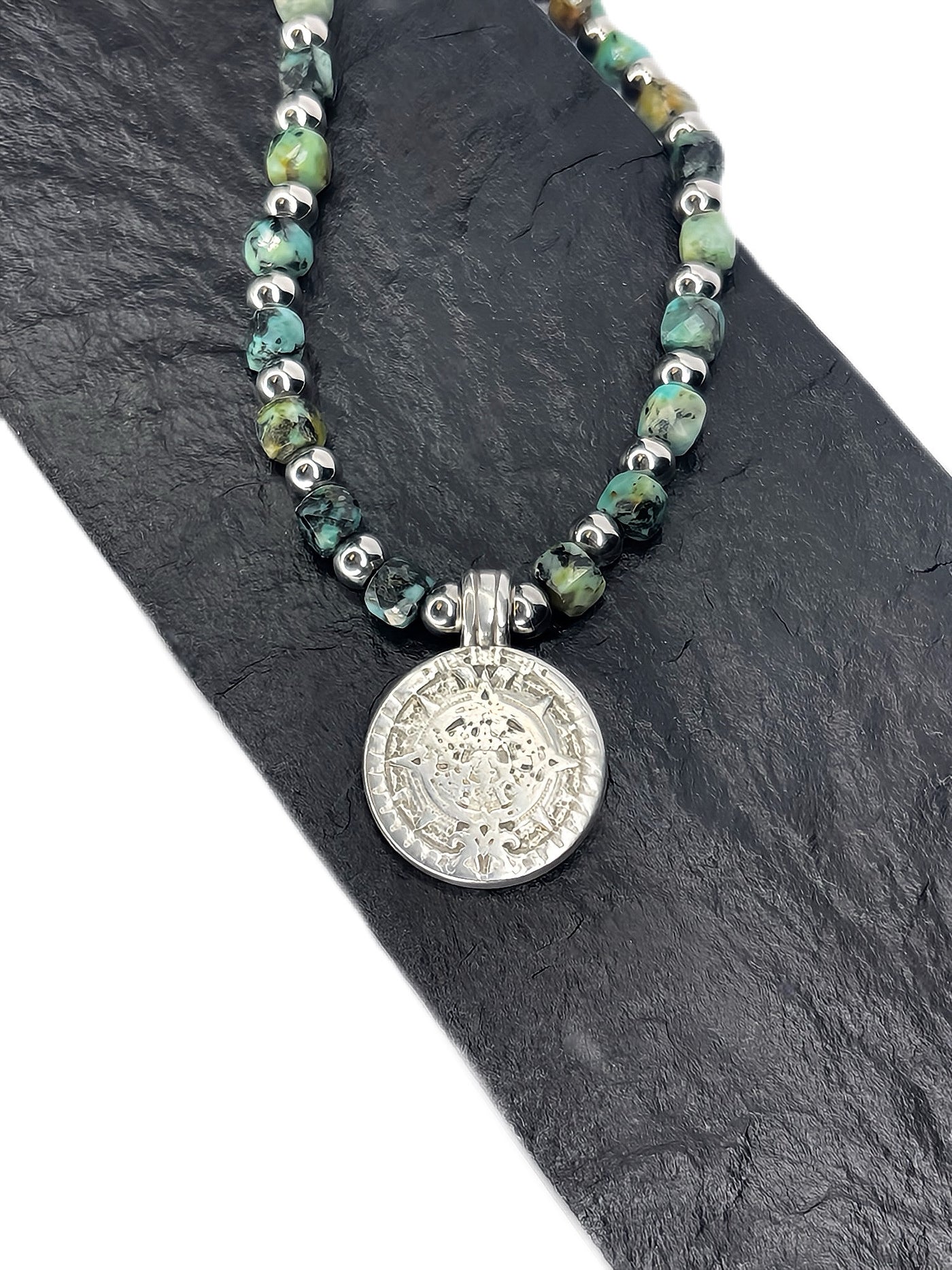 African Turquoise Coin Necklace