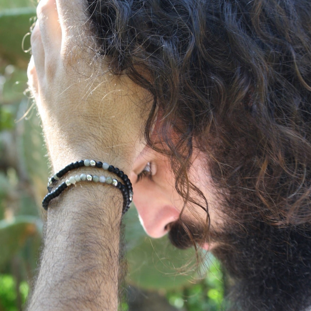Onyx + Labradorite Stretch Bracelet