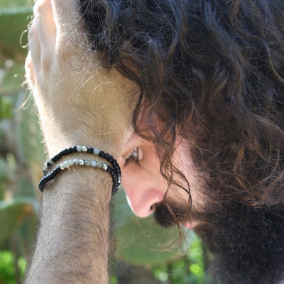 Onyx + Labradorite Stretch Bracelet