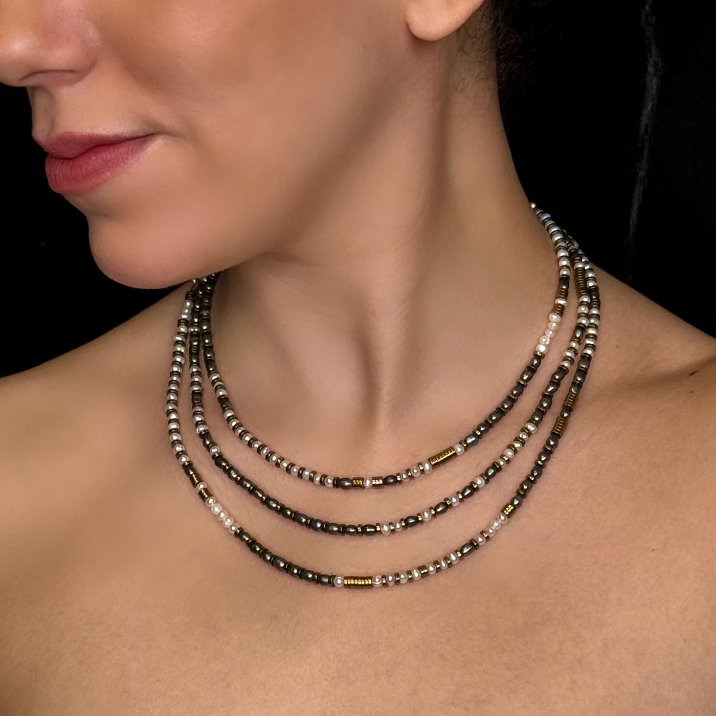 Lustre Link: Pearl & Gold Brass Statement Necklace