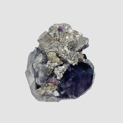 Purple Fluorite with  Arsenopyrite Quartz Calcite and Pyrite