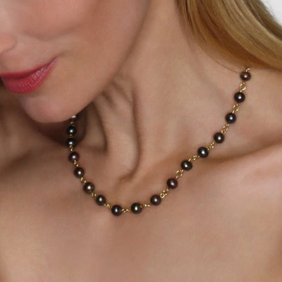 Linked Black Pearl Necklace