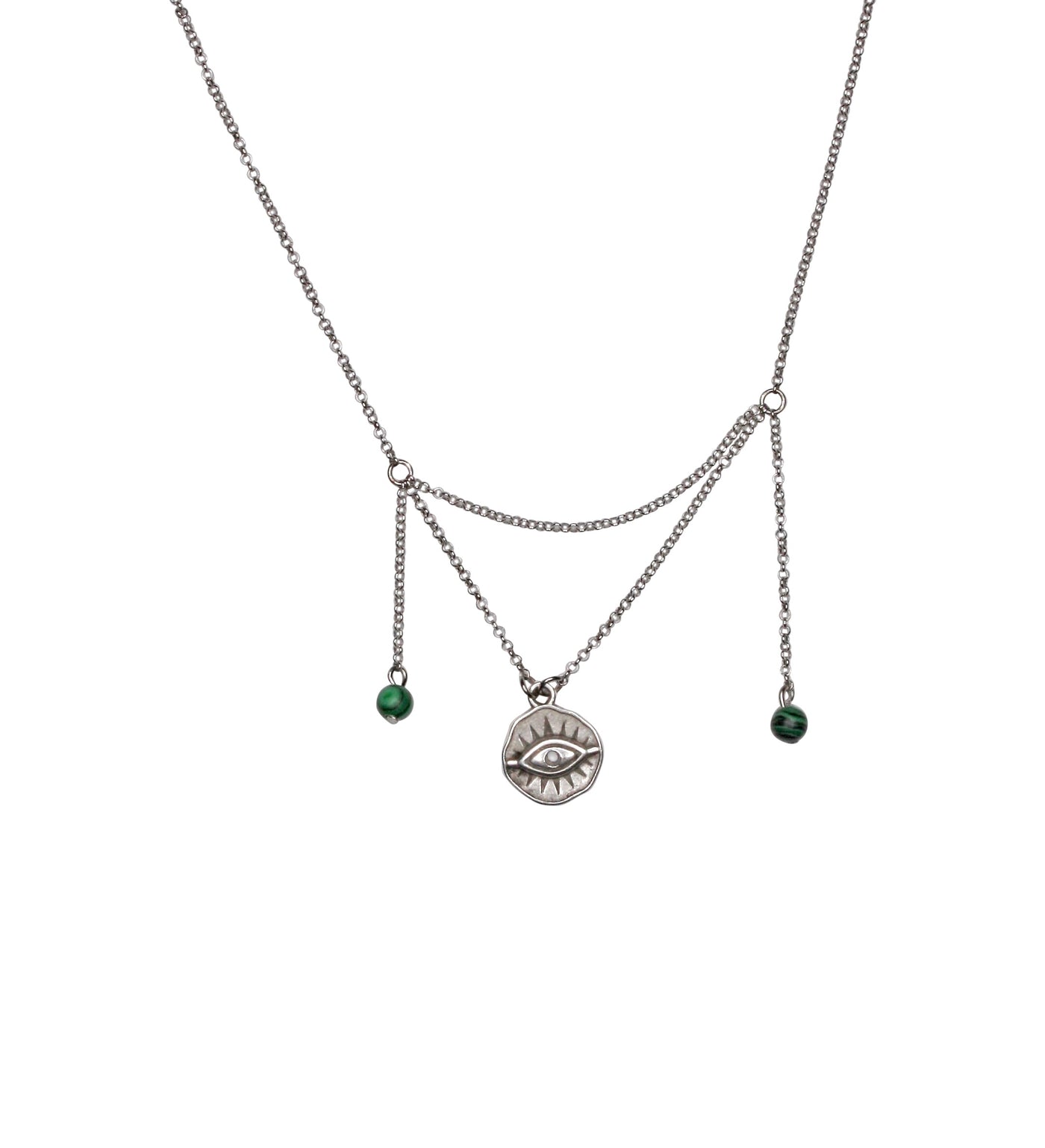 Evil Eye Malachite Drop Chain Necklace