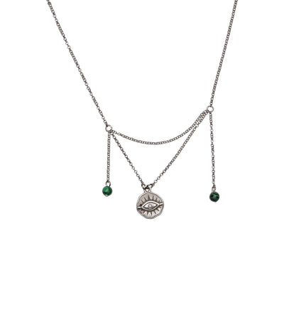 Evil Eye Malachite Drop Chain Necklace