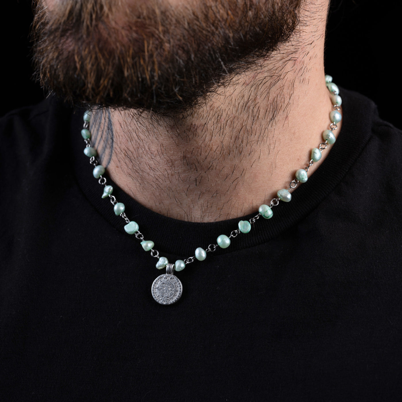 50% OFF Green Pearl Coin Necklace!