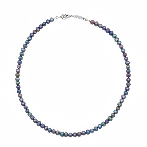 Black Freshwater Pearl Necklace - Sterling Silver