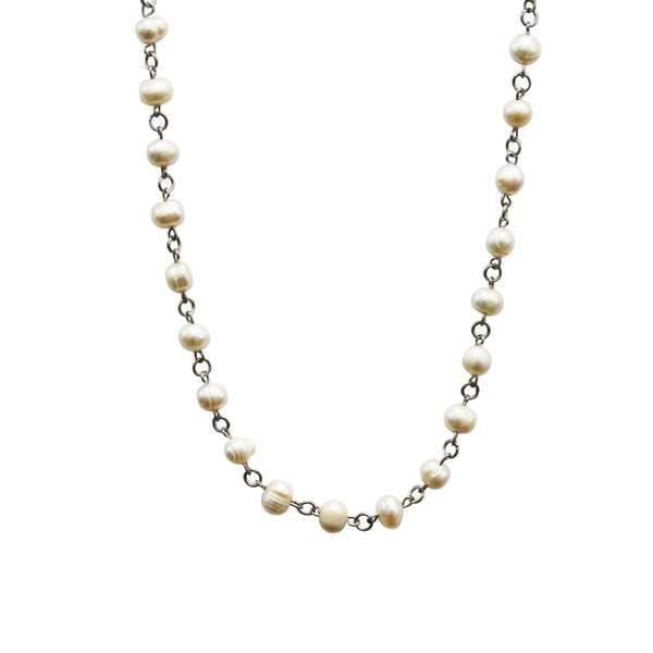 White Pearl Linked Necklace