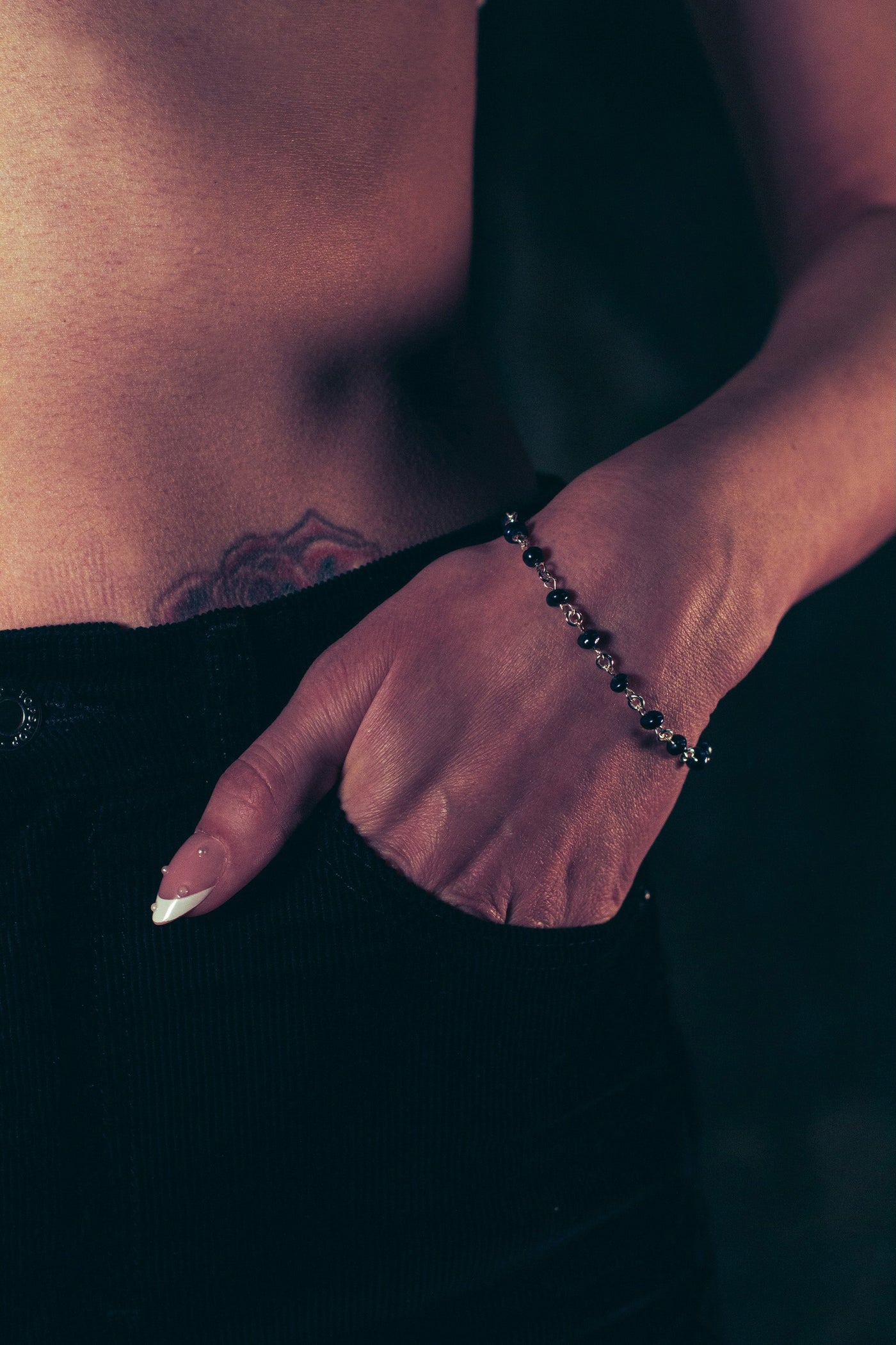 Linked Black Pearl 14k Gold Bracelet