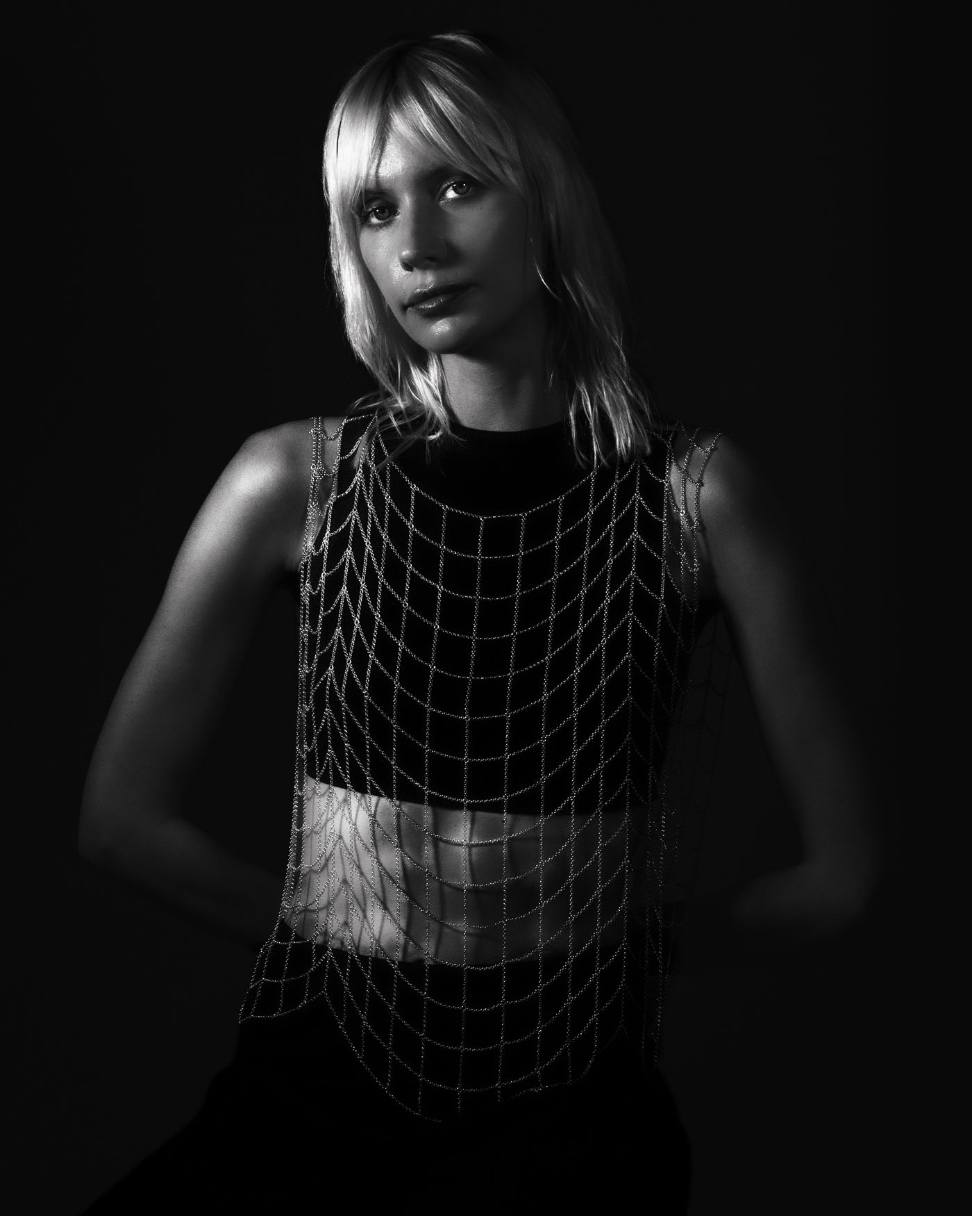 Silver Draped Chain Top