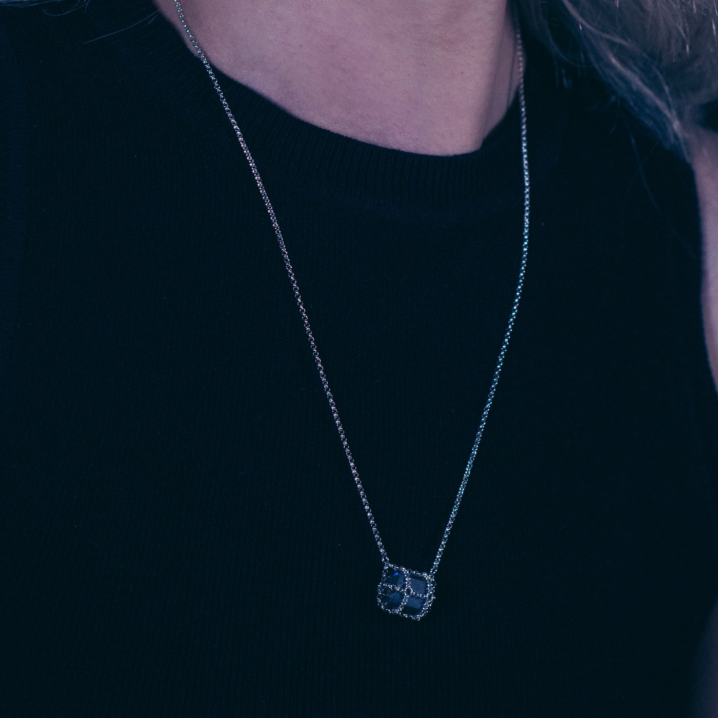 Caged Sterling Silver Labradorite Pendant