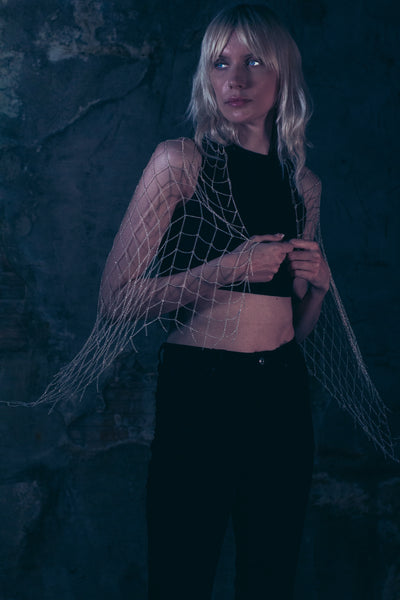 Long Silver Chain Scarf