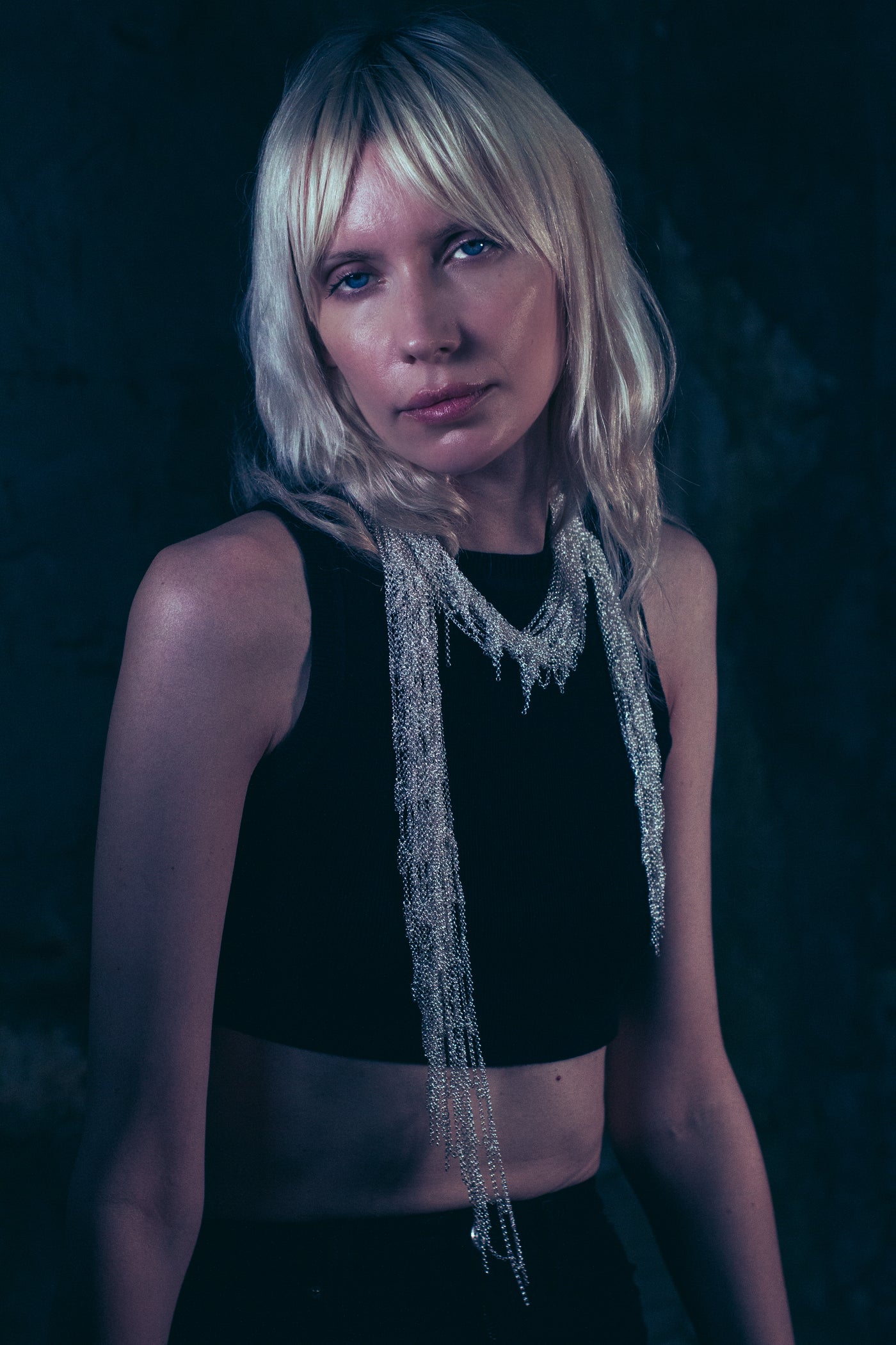 Long Silver Chain Scarf