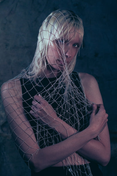 Long Silver Chain Scarf