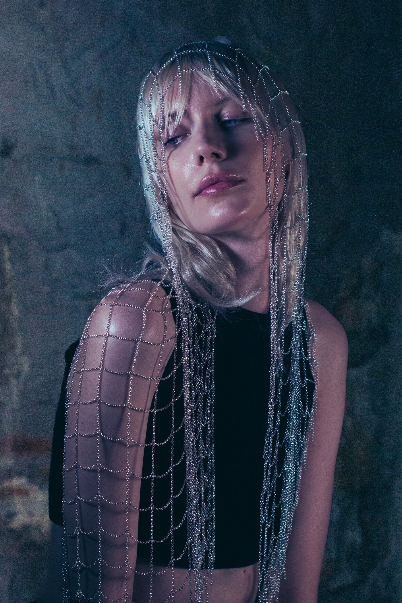 Long Silver Chain Scarf