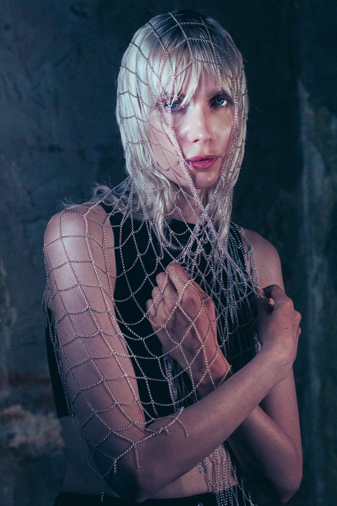 Long Silver Chain Scarf