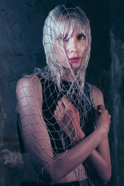 Long Silver Chain Scarf