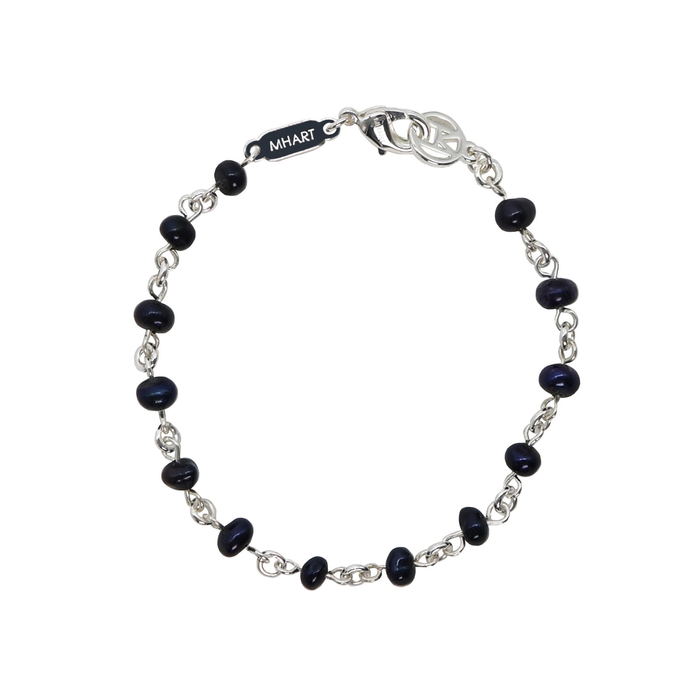 Linked Black Pearl Silver Bracelet