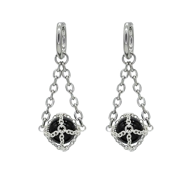 Caged Black Onyx Dangle Earrings