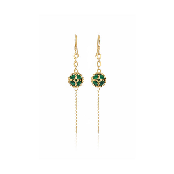 Malachite Cage Drop Earrings