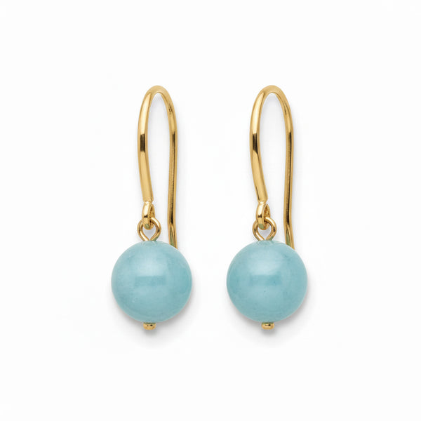 Gold Aquamarine French Hook Earrings