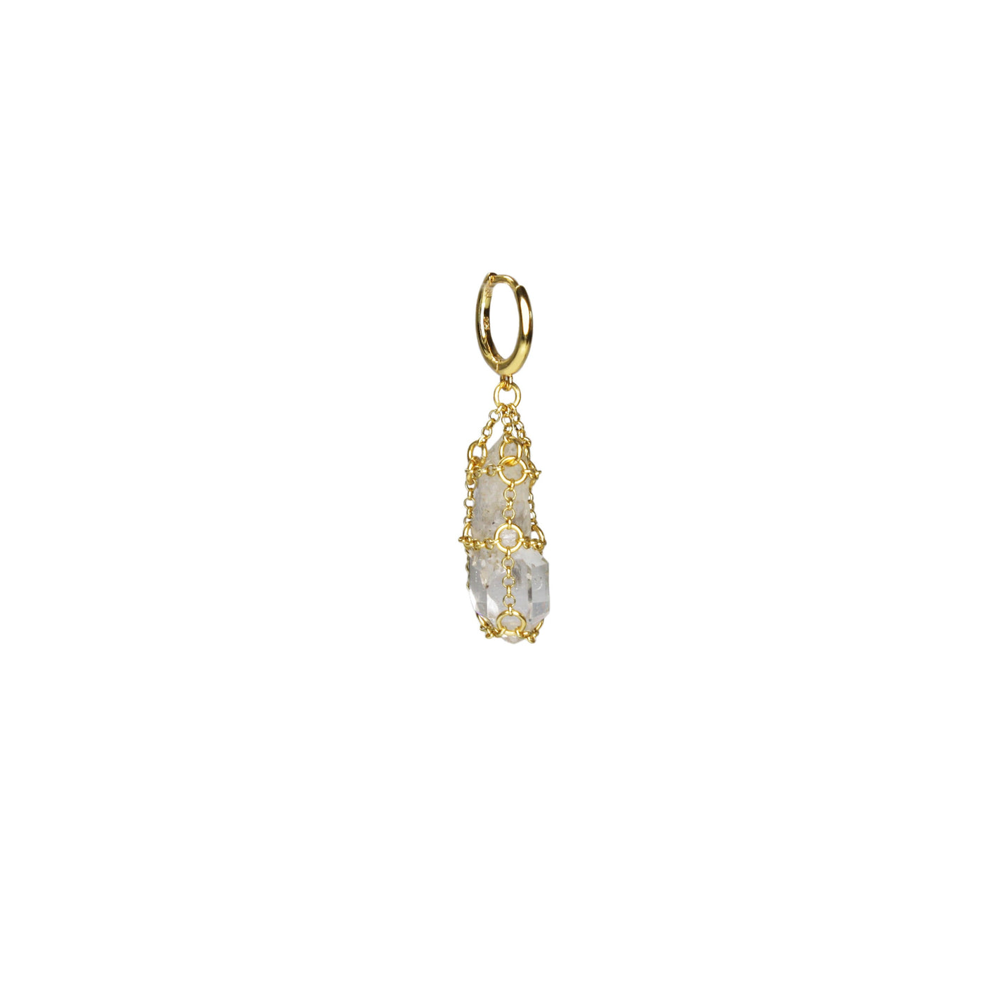 Single Caged Quartz Earring