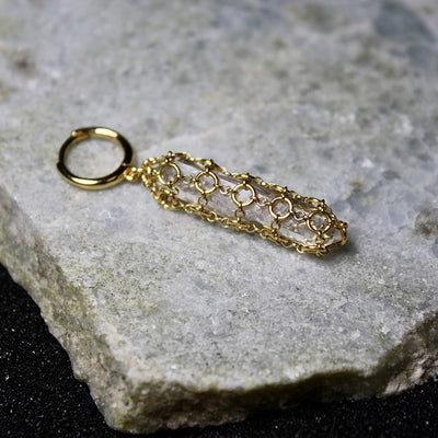 Single Caged Quartz Spike Earring