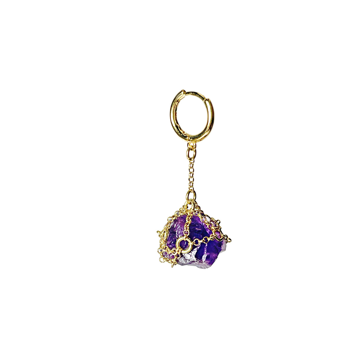 Caged Web Amethyst Drop Earring