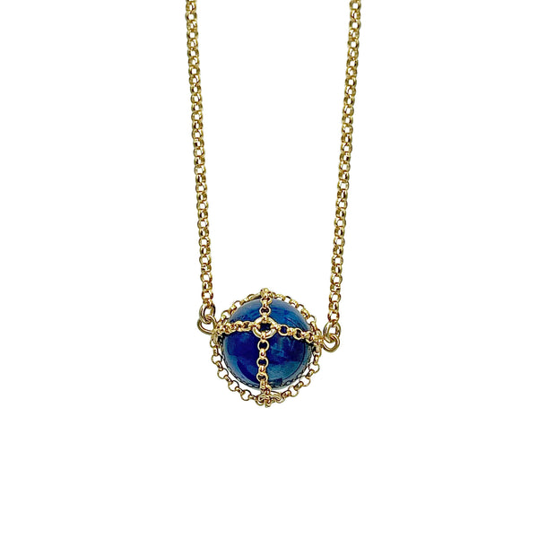 Caged Gold Lapis Sphere