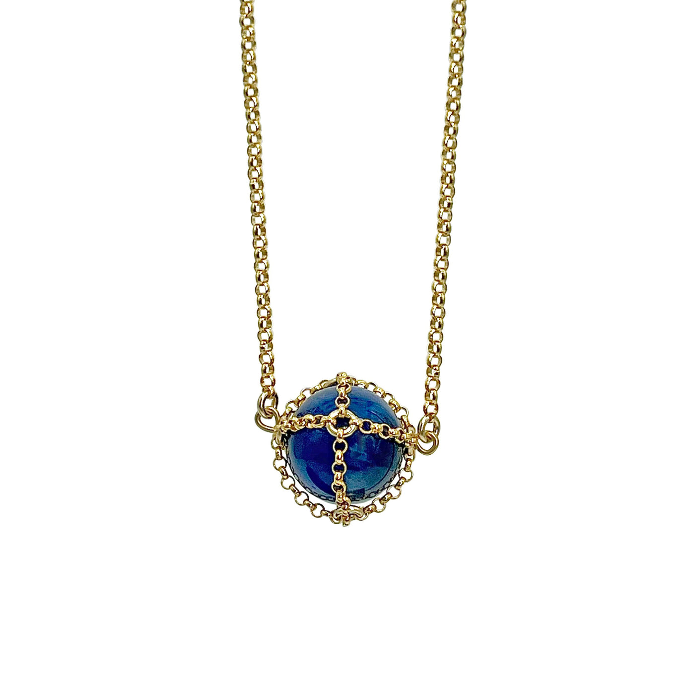 Caged Gold Lapis Sphere