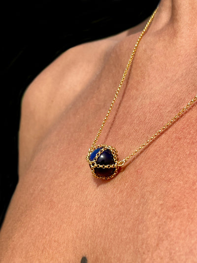 Caged Gold Lapis Sphere