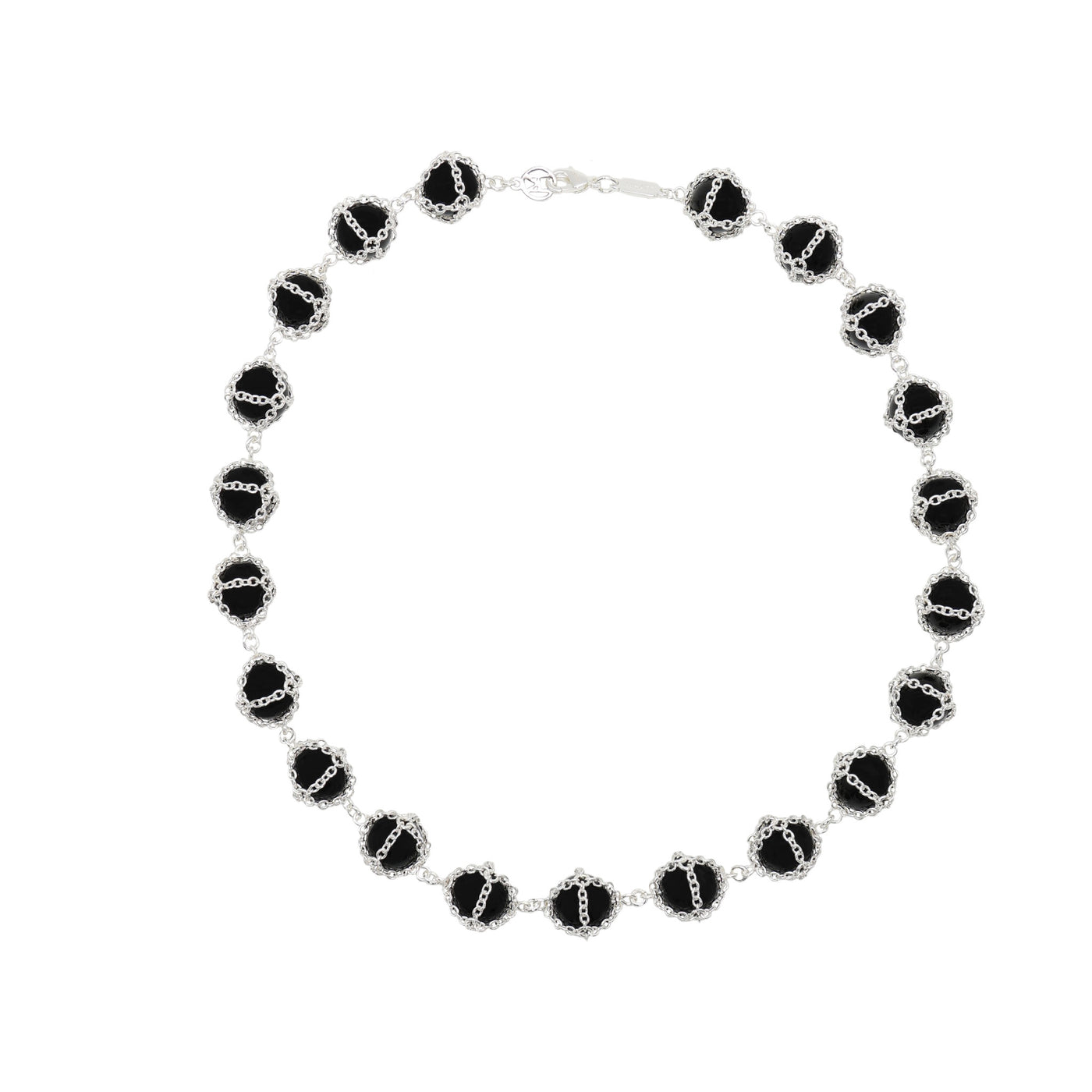 Caged Onyx Silver Necklace
