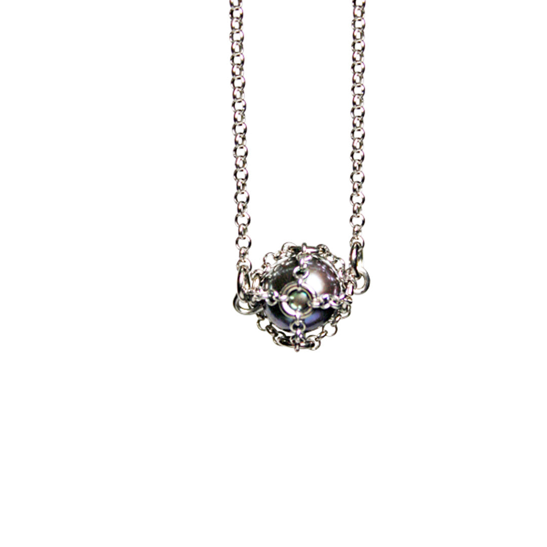 Caged Black Pearl Necklace