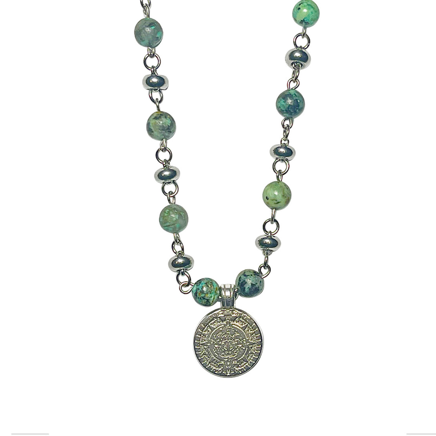 African Turquoise Coin Necklace